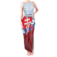 Slovakia Independence Day Tank Maxi Dress Slovak Map With Rosa Slavic Pattern