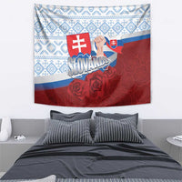 Slovakia Independence Day Tapestry Slovak Map With Rosa Slavic Pattern