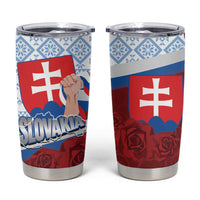 Slovakia Independence Day Tumbler Cup Slovak Map With Rosa Slavic Pattern