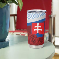 Slovakia Independence Day Tumbler Cup Slovak Map With Rosa Slavic Pattern