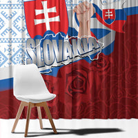 Slovakia Independence Day Window Curtain Slovak Map With Rosa Slavic Pattern