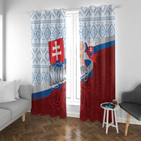 Slovakia Independence Day Window Curtain Slovak Map With Rosa Slavic Pattern