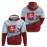 Slovakia Independence Day Zip Hoodie Slovak Map With Rosa Slavic Pattern