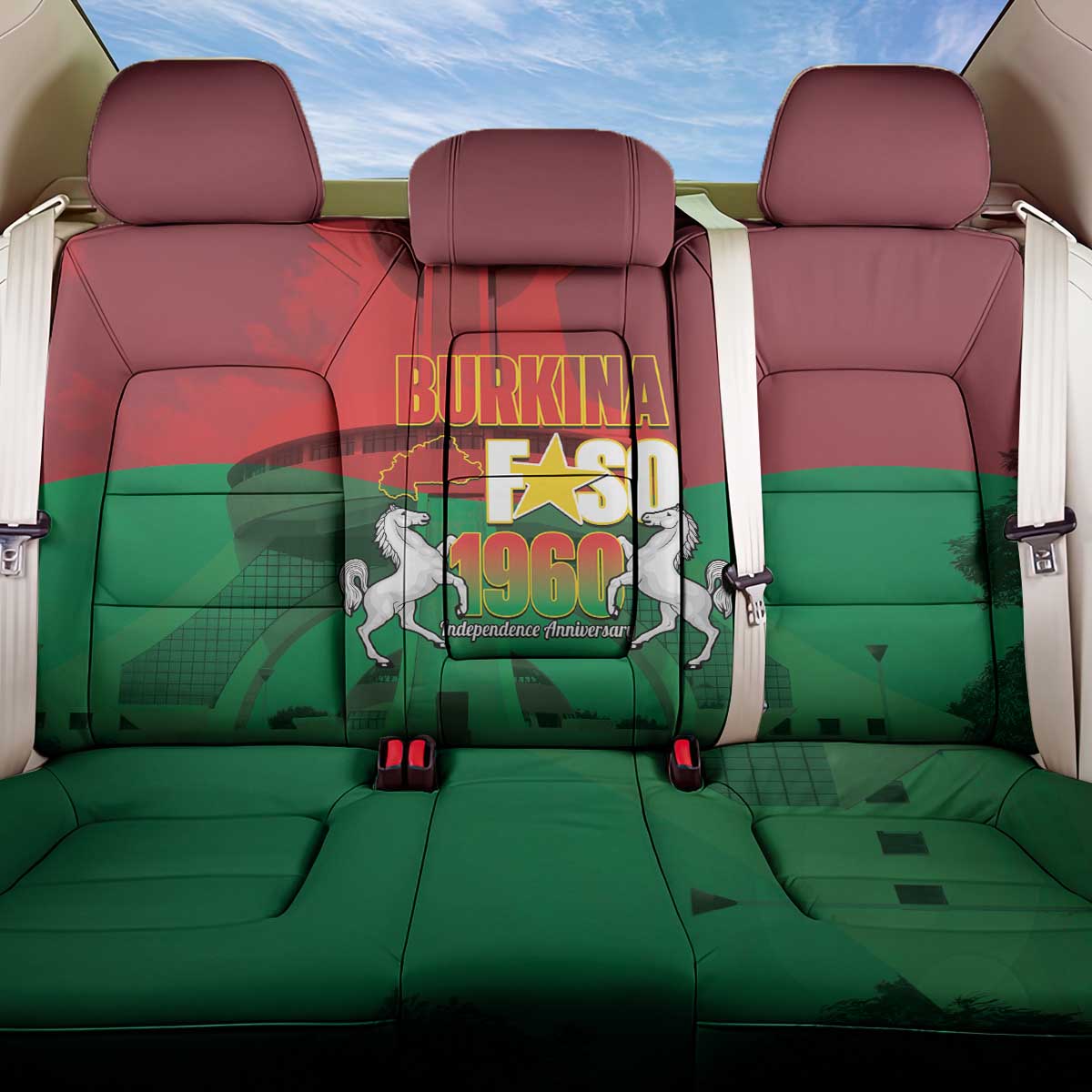 Burkina Faso Independence Day Back Car Seat Cover National Heroes Monument Proud