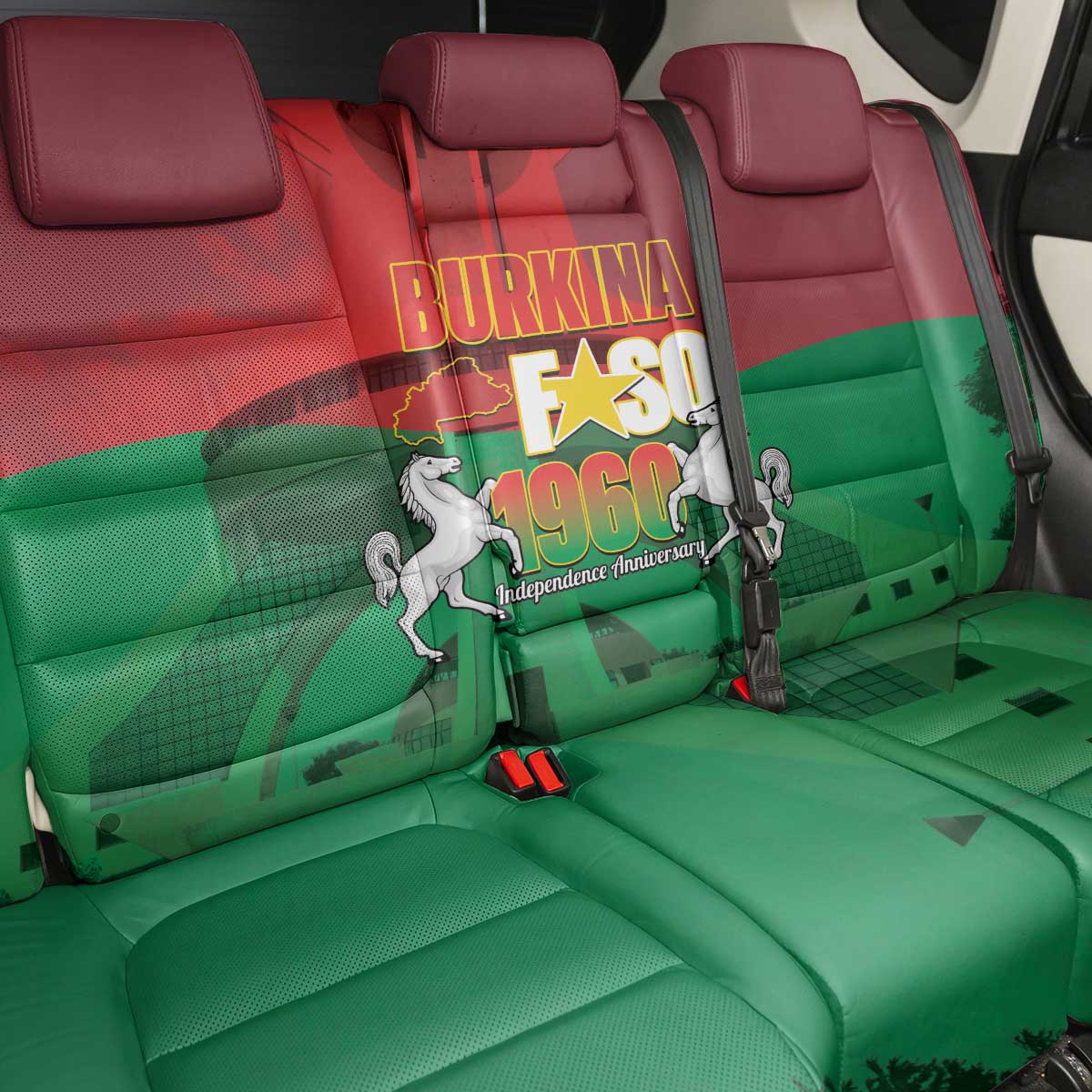 Burkina Faso Independence Day Back Car Seat Cover National Heroes Monument Proud