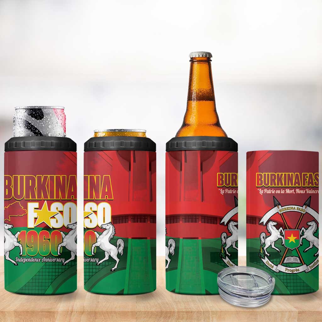Burkina Faso Independence Day 4 in 1 Can Cooler Tumbler National Heroes Monument Proud