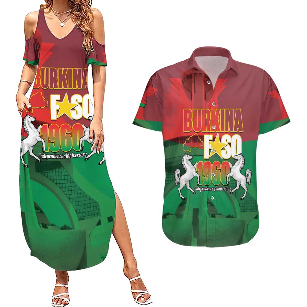 Burkina Faso Independence Day Couples Matching Summer Maxi Dress and Hawaiian Shirt National Heroes Monument Proud