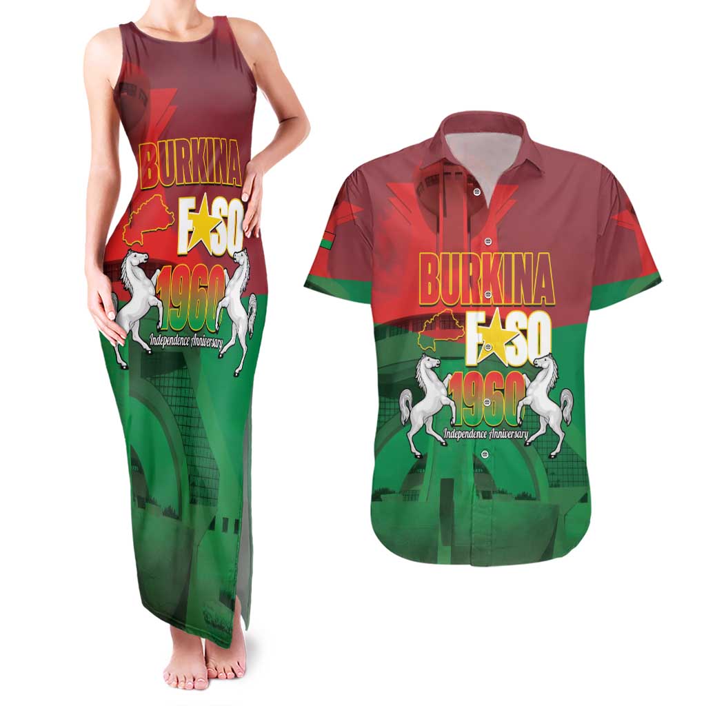 Burkina Faso Independence Day Couples Matching Tank Maxi Dress and Hawaiian Shirt National Heroes Monument Proud