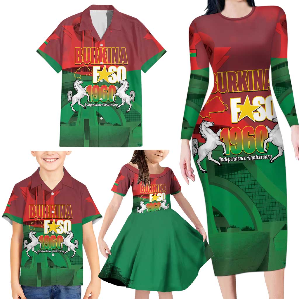 Burkina Faso Independence Day Family Matching Long Sleeve Bodycon Dress and Hawaiian Shirt National Heroes Monument Proud