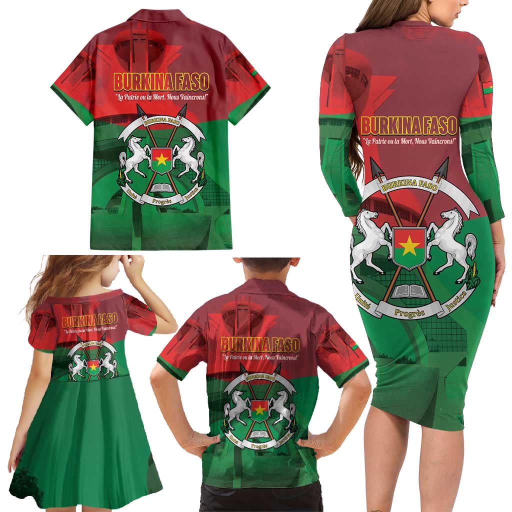Burkina Faso Independence Day Family Matching Long Sleeve Bodycon Dress and Hawaiian Shirt National Heroes Monument Proud