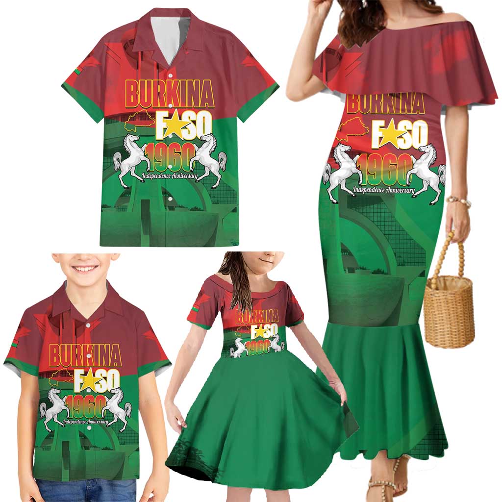 Burkina Faso Independence Day Family Matching Mermaid Dress and Hawaiian Shirt National Heroes Monument Proud