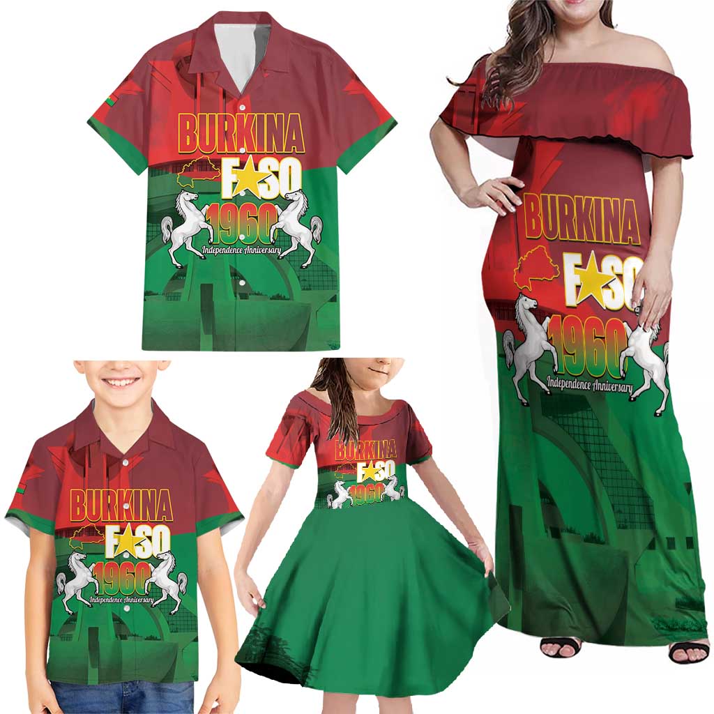 Burkina Faso Independence Day Family Matching Off Shoulder Maxi Dress and Hawaiian Shirt National Heroes Monument Proud