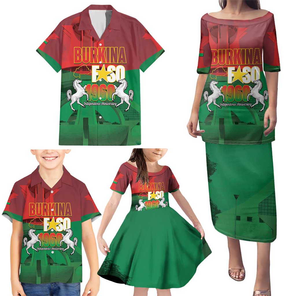 Burkina Faso Independence Day Family Matching Puletasi and Hawaiian Shirt National Heroes Monument Proud