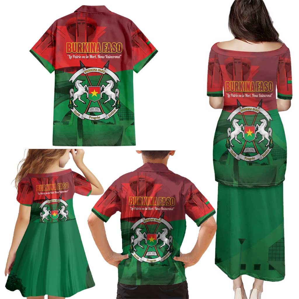 Burkina Faso Independence Day Family Matching Puletasi and Hawaiian Shirt National Heroes Monument Proud