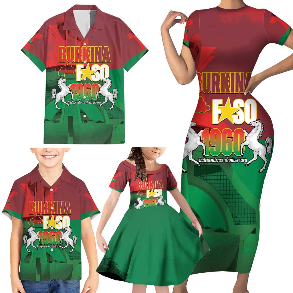 Burkina Faso Independence Day Family Matching Short Sleeve Bodycon Dress and Hawaiian Shirt National Heroes Monument Proud