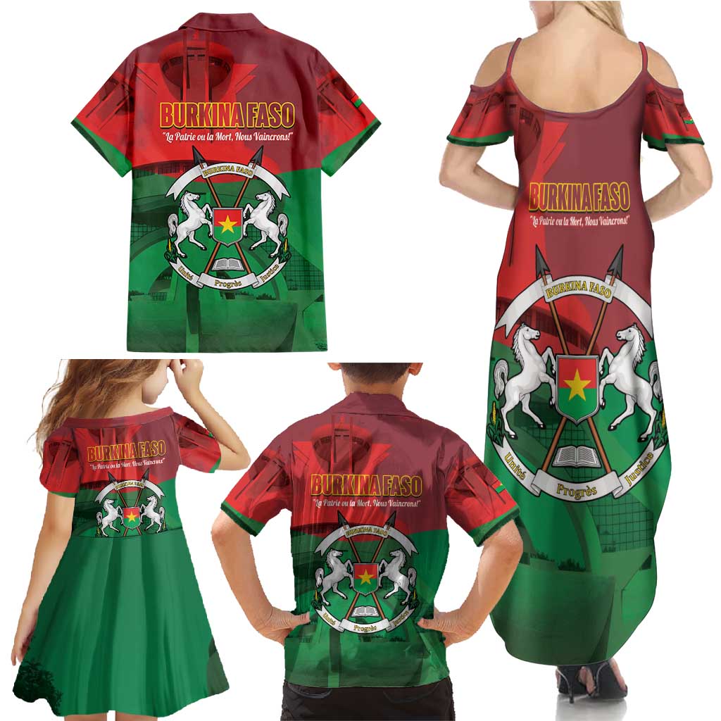 Burkina Faso Independence Day Family Matching Summer Maxi Dress and Hawaiian Shirt National Heroes Monument Proud