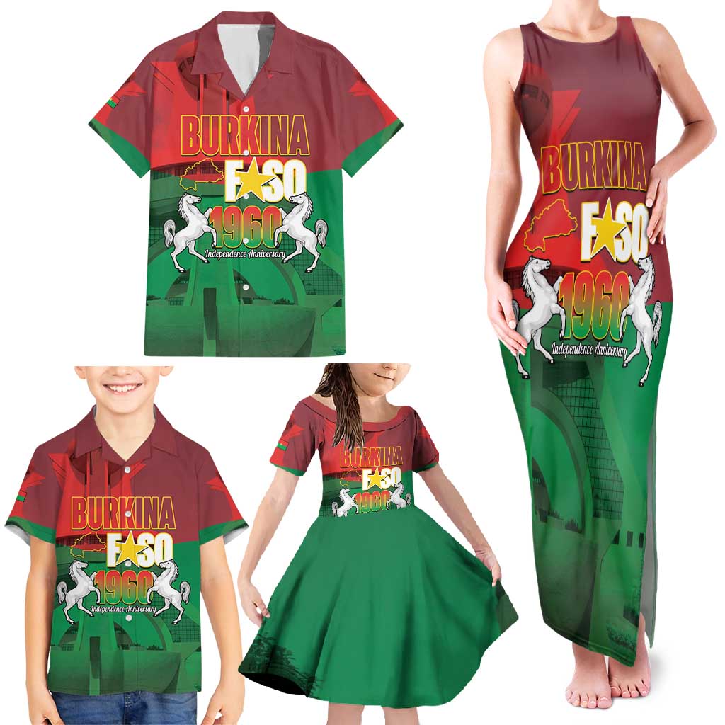 Burkina Faso Independence Day Family Matching Tank Maxi Dress and Hawaiian Shirt National Heroes Monument Proud