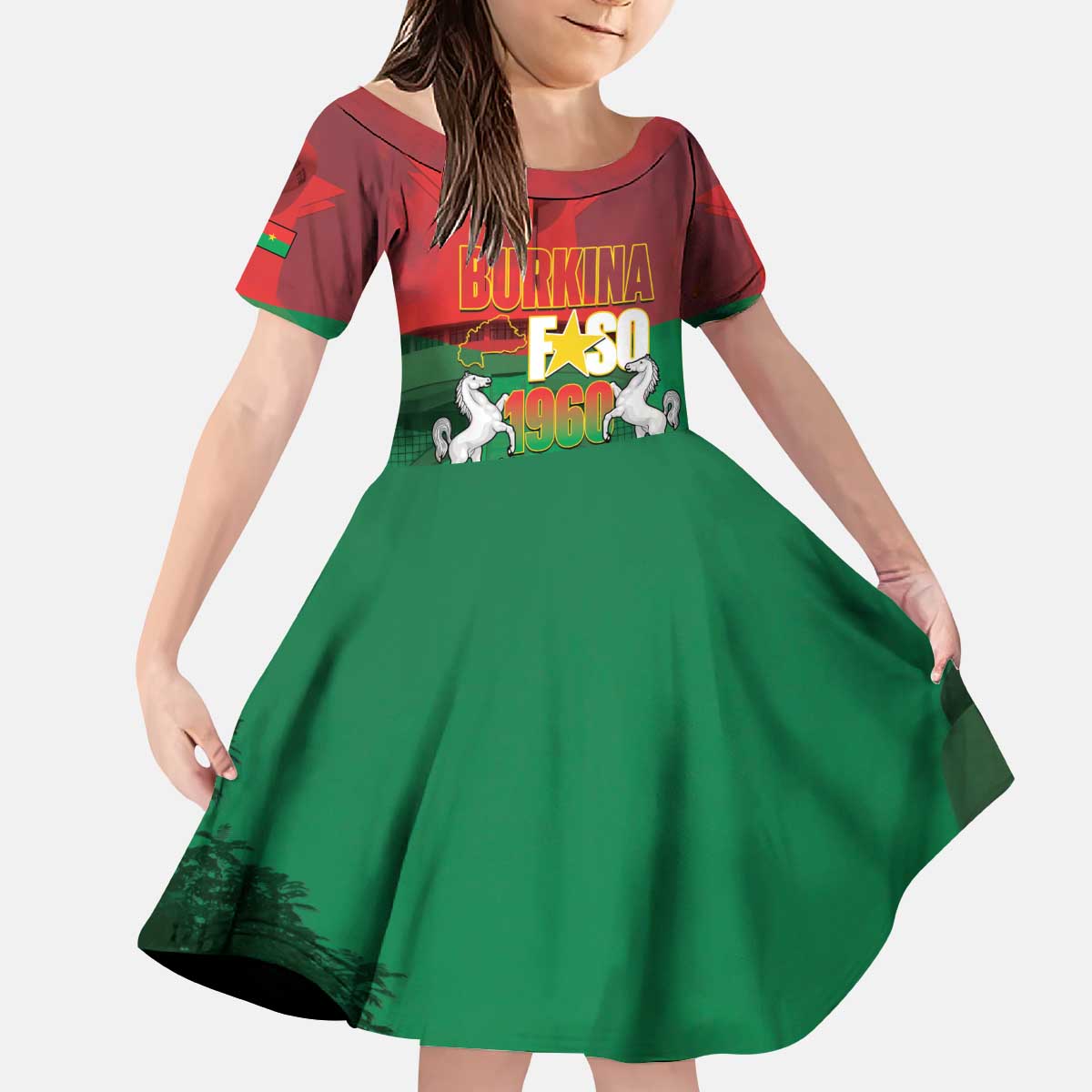 Burkina Faso Independence Day Kid Short Sleeve Dress National Heroes Monument Proud