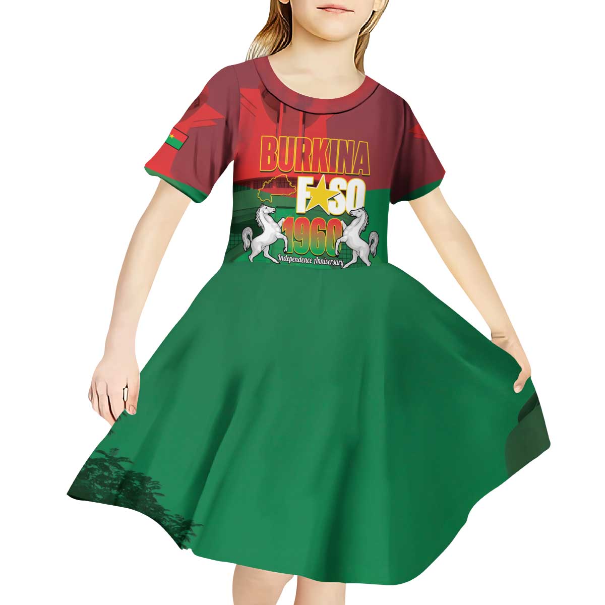 Burkina Faso Independence Day Kid Short Sleeve Dress National Heroes Monument Proud