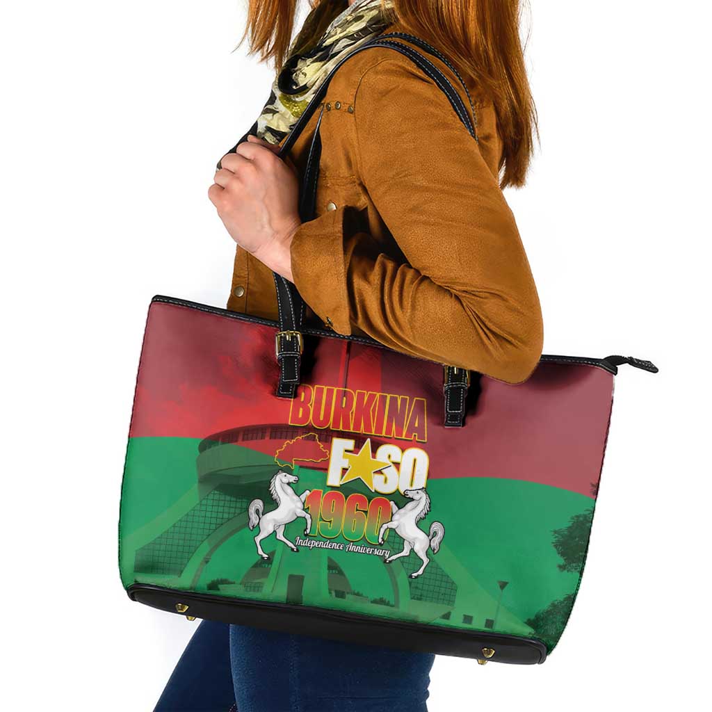 Burkina Faso Independence Day Leather Tote Bag National Heroes Monument Proud