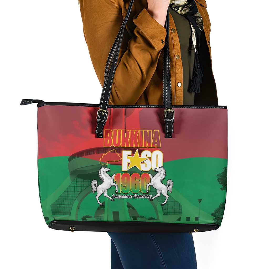Burkina Faso Independence Day Leather Tote Bag National Heroes Monument Proud