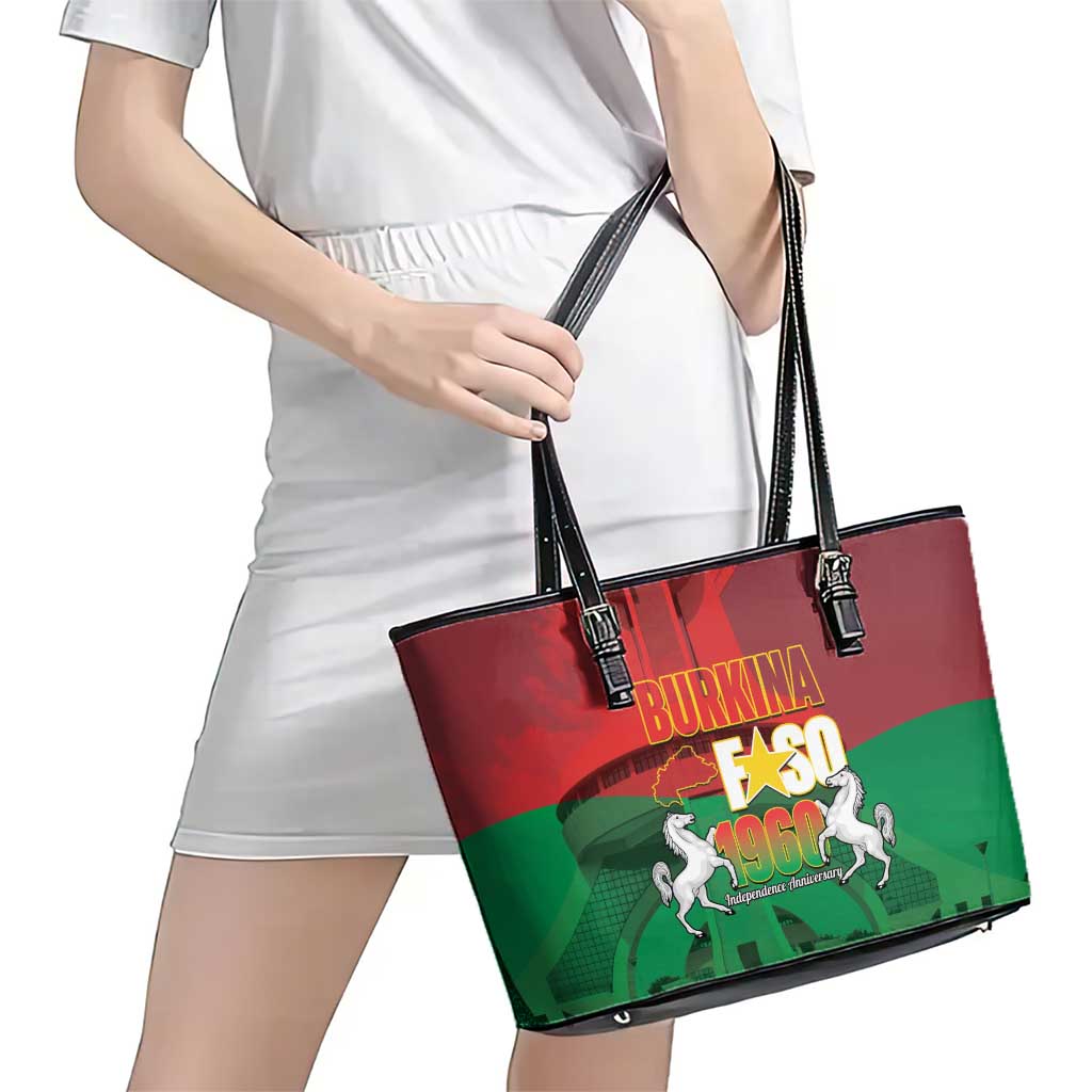 Burkina Faso Independence Day Leather Tote Bag National Heroes Monument Proud