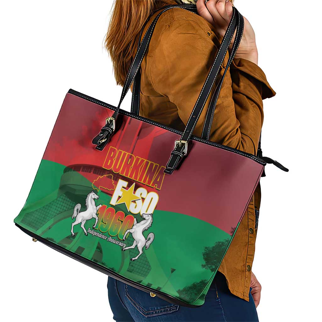 Burkina Faso Independence Day Leather Tote Bag National Heroes Monument Proud