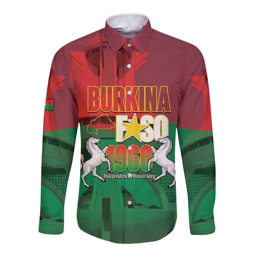 Burkina Faso Independence Day Long Sleeve Button Shirt National Heroes Monument Proud