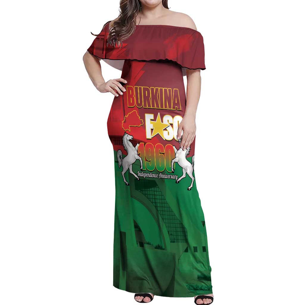 Burkina Faso Independence Day Off Shoulder Maxi Dress National Heroes Monument Proud
