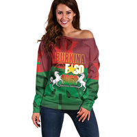 Burkina Faso Independence Day Off Shoulder Sweater National Heroes Monument Proud