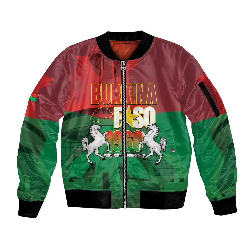 Burkina Faso Independence Day Sleeve Zip Bomber Jacket National Heroes Monument Proud