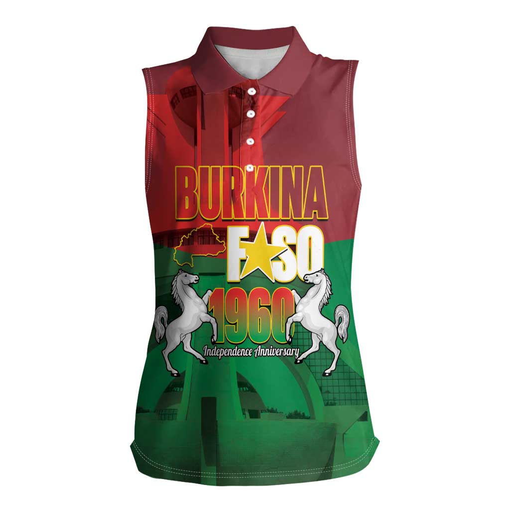 Burkina Faso Independence Day Women Sleeveless Polo Shirt National Heroes Monument Proud
