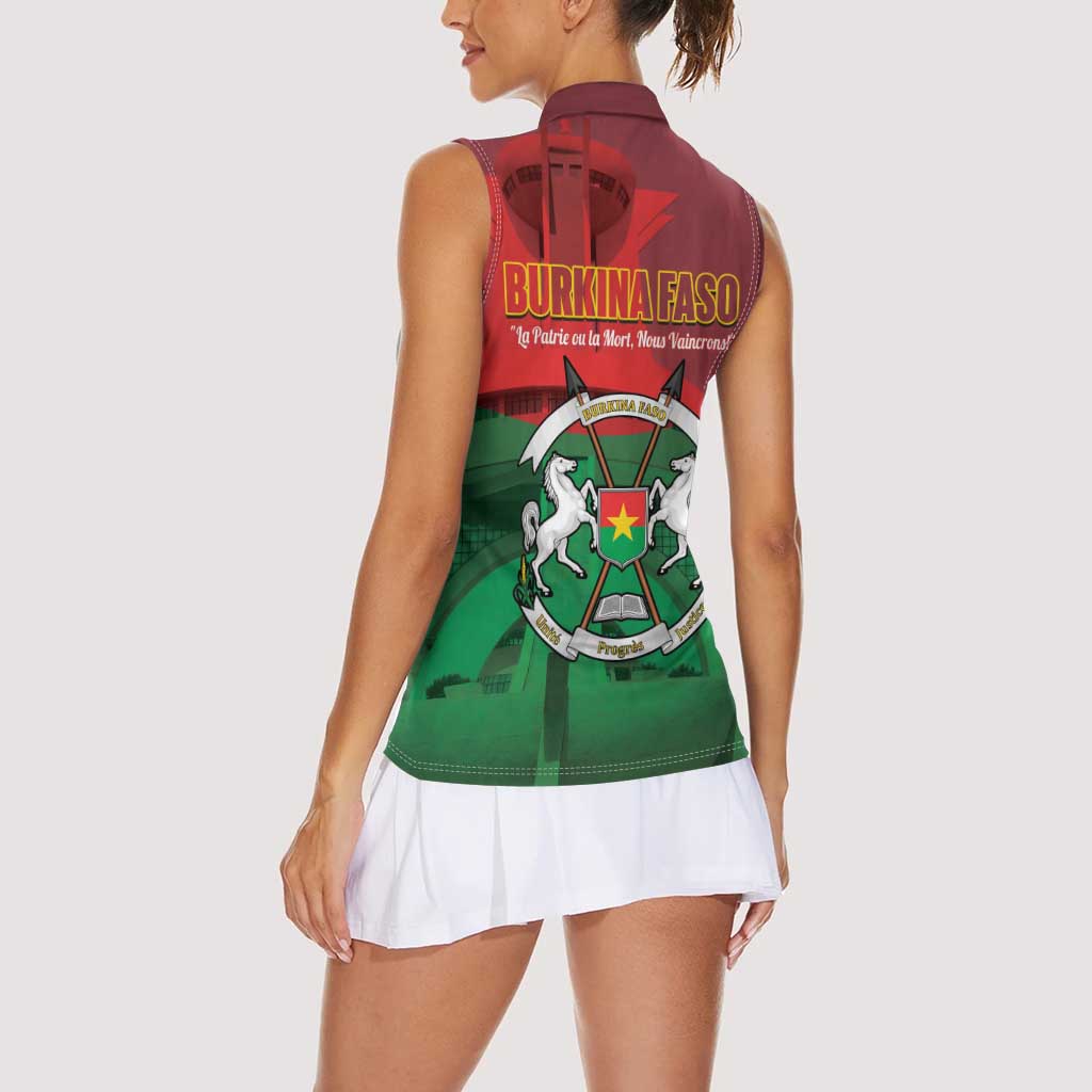 Burkina Faso Independence Day Women Sleeveless Polo Shirt National Heroes Monument Proud