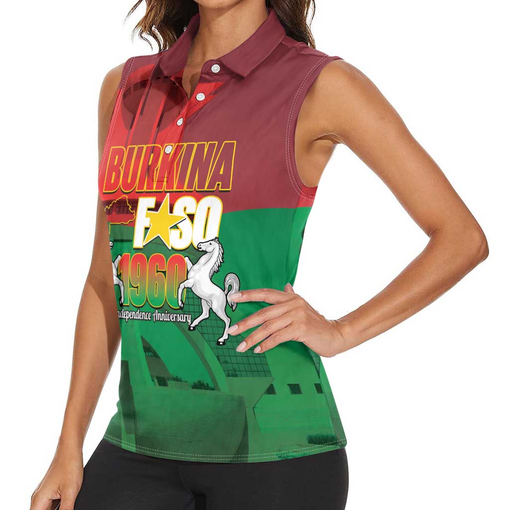 Burkina Faso Independence Day Women Sleeveless Polo Shirt National Heroes Monument Proud