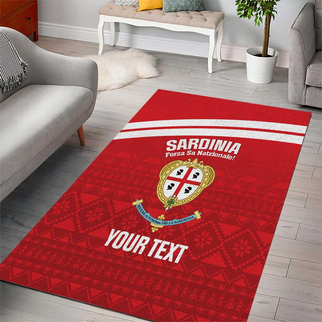 Custom Sardinia Football Area Rug Forza Sa Natzionale Sardegna Pattern