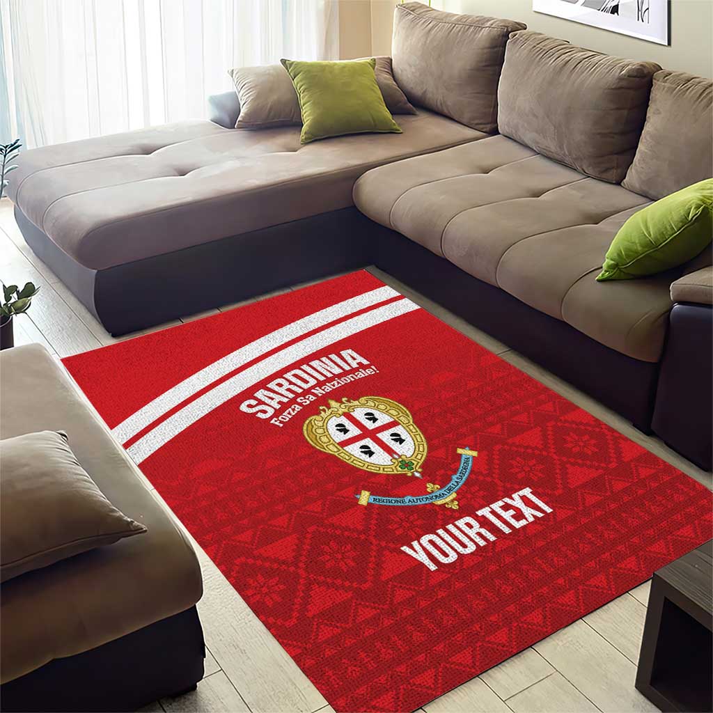 Custom Sardinia Football Area Rug Forza Sa Natzionale Sardegna Pattern