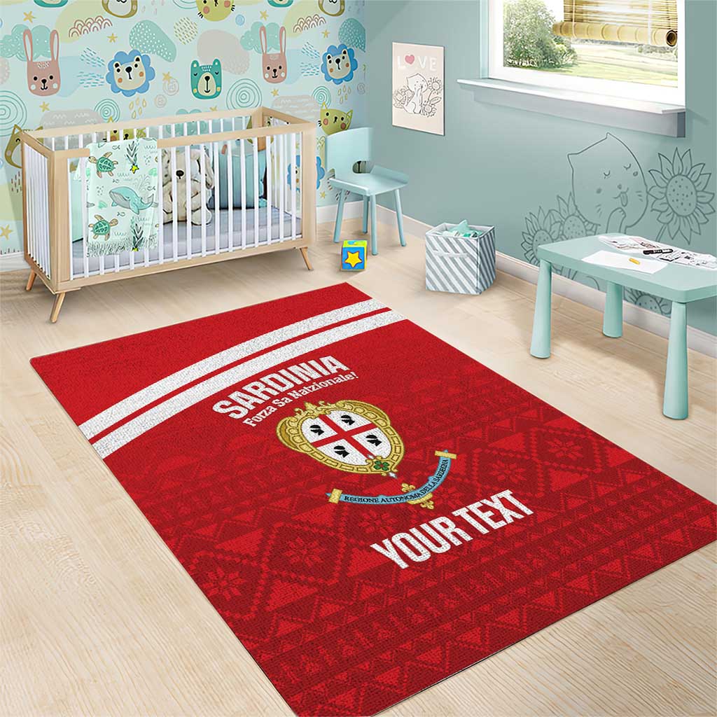 Custom Sardinia Football Area Rug Forza Sa Natzionale Sardegna Pattern