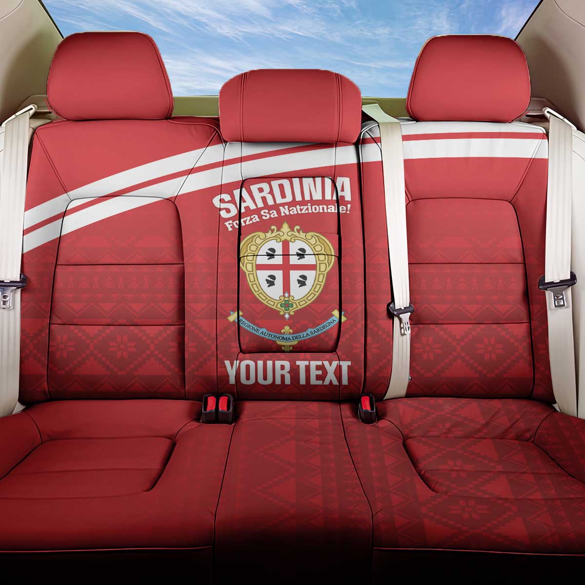 Custom Sardinia Football Back Car Seat Cover Forza Sa Natzionale Sardegna Pattern