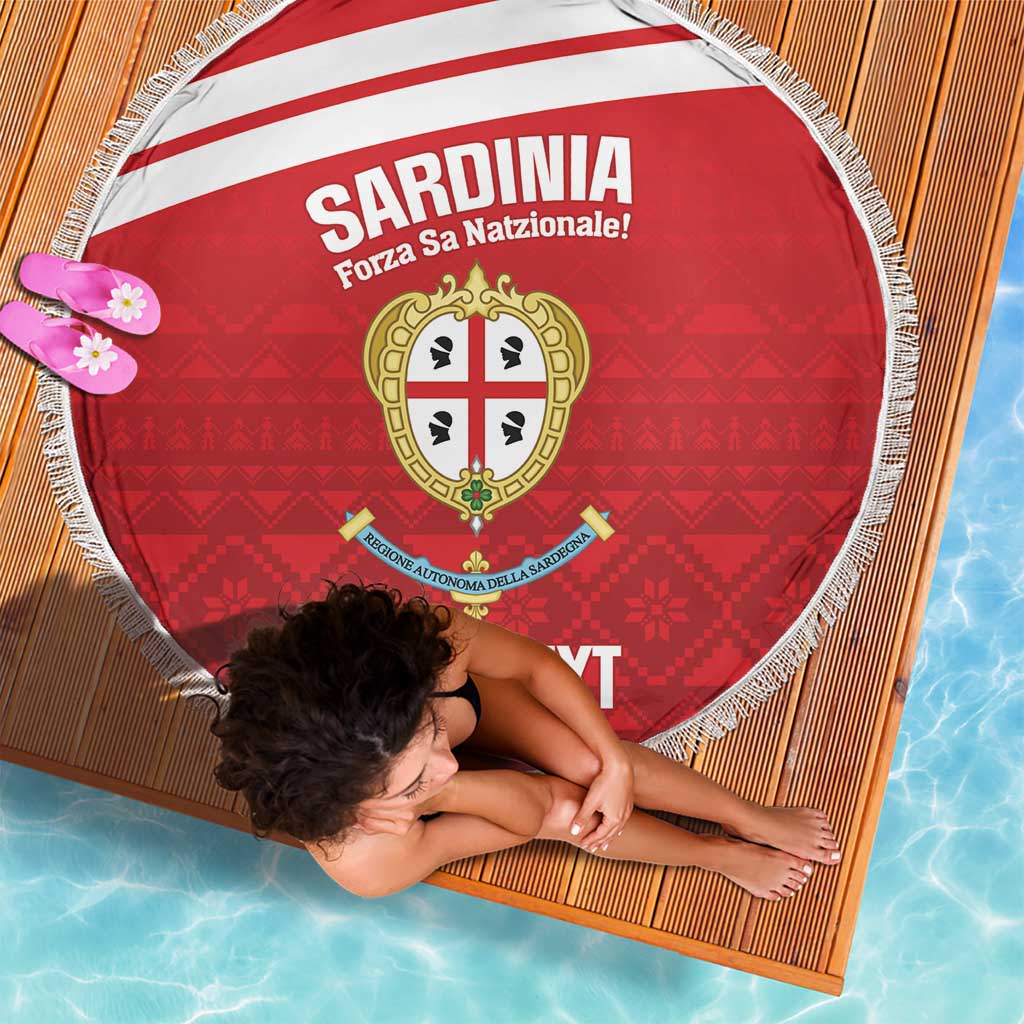 Custom Sardinia Football Beach Blanket Forza Sa Natzionale Sardegna Pattern