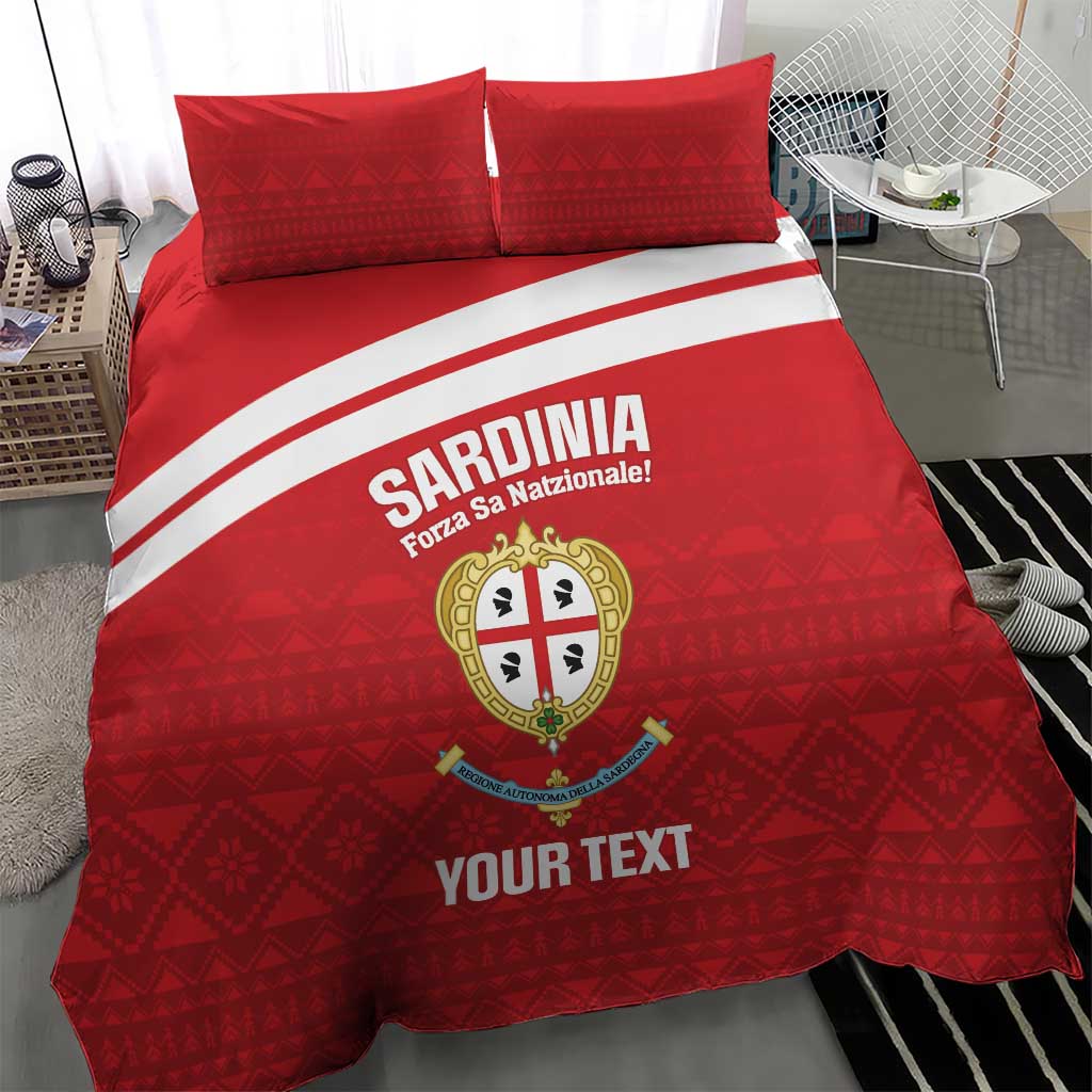 Custom Sardinia Football Bedding Set Forza Sa Natzionale Sardegna Pattern