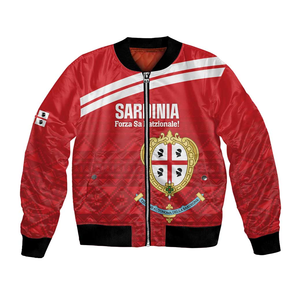 Custom Sardinia Football Bomber Jacket Forza Sa Natzionale Sardegna Pattern