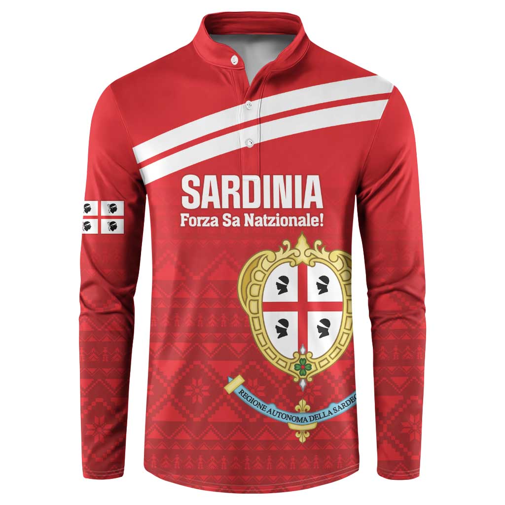 Custom Sardinia Football Button Sweatshirt Forza Sa Natzionale Sardegna Pattern