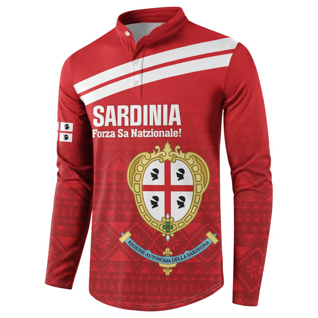 Custom Sardinia Football Button Sweatshirt Forza Sa Natzionale Sardegna Pattern