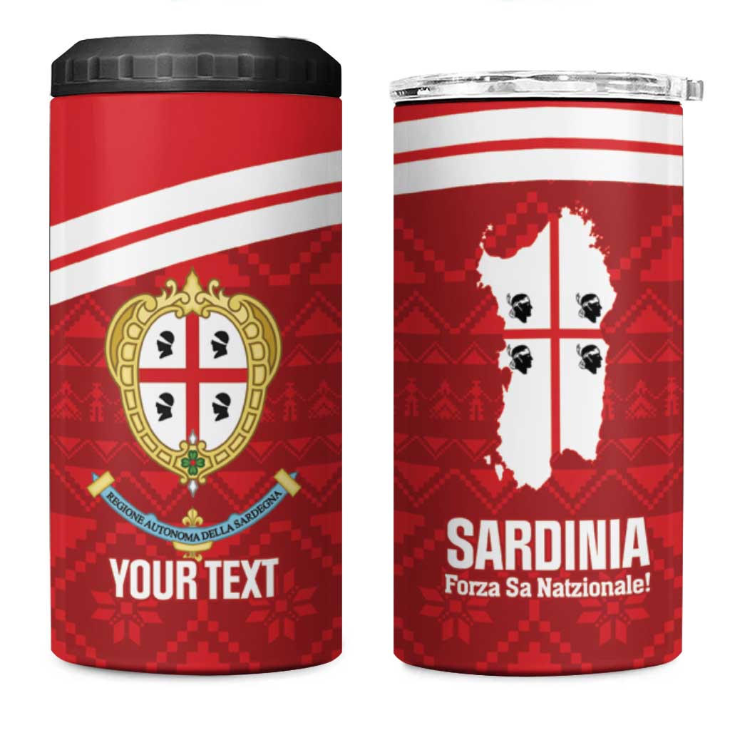 Custom Sardinia Football 4 in 1 Can Cooler Tumbler Forza Sa Natzionale Sardegna Pattern
