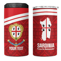 Custom Sardinia Football 4 in 1 Can Cooler Tumbler Forza Sa Natzionale Sardegna Pattern