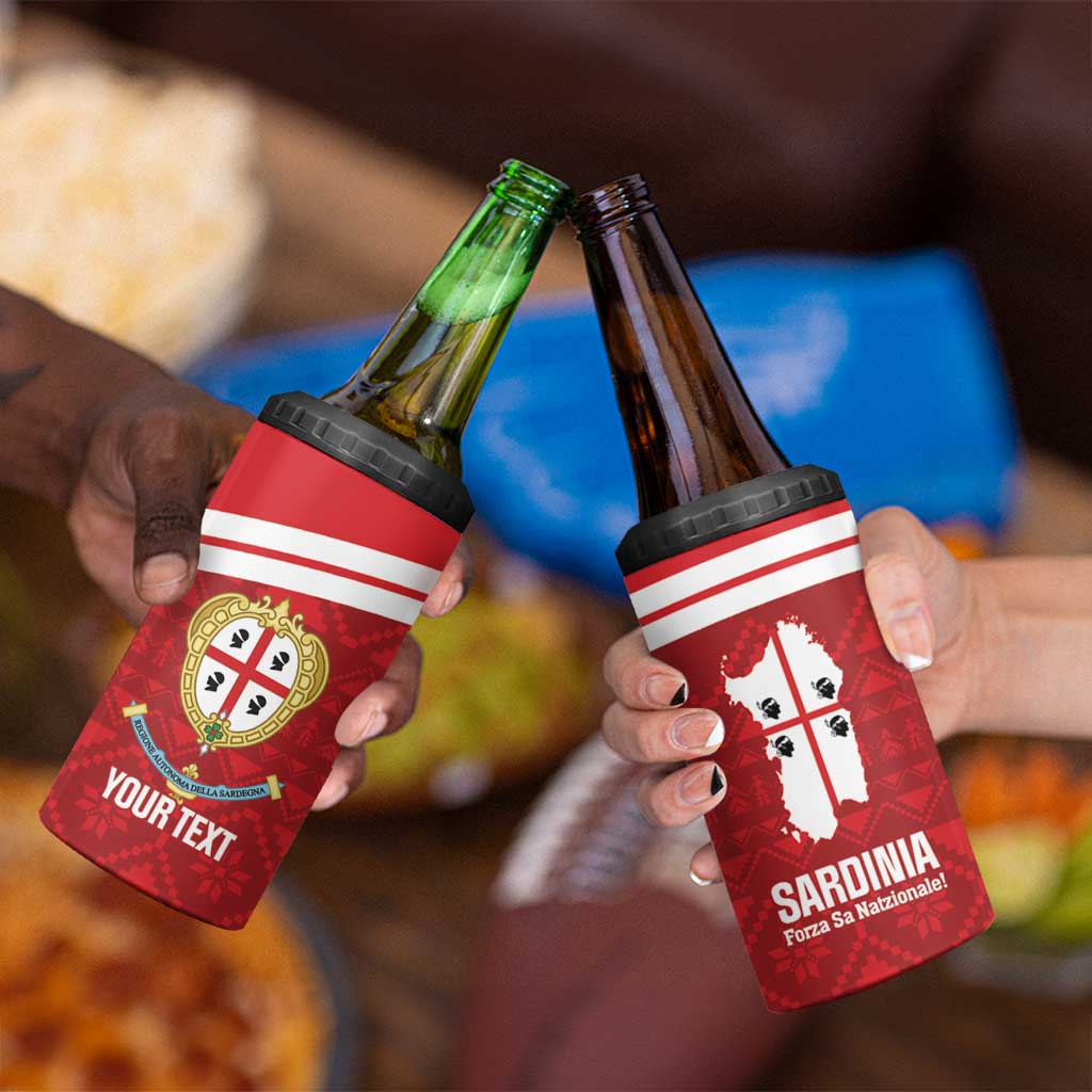 Custom Sardinia Football 4 in 1 Can Cooler Tumbler Forza Sa Natzionale Sardegna Pattern