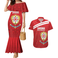 Custom Sardinia Football Couples Matching Mermaid Dress and Hawaiian Shirt Forza Sa Natzionale Sardegna Pattern