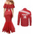 Custom Sardinia Football Couples Matching Mermaid Dress and Long Sleeve Button Shirt Forza Sa Natzionale Sardegna Pattern