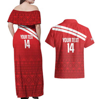Custom Sardinia Football Couples Matching Off Shoulder Maxi Dress and Hawaiian Shirt Forza Sa Natzionale Sardegna Pattern