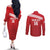 Custom Sardinia Football Couples Matching Off The Shoulder Long Sleeve Dress and Long Sleeve Button Shirt Forza Sa Natzionale Sardegna Pattern
